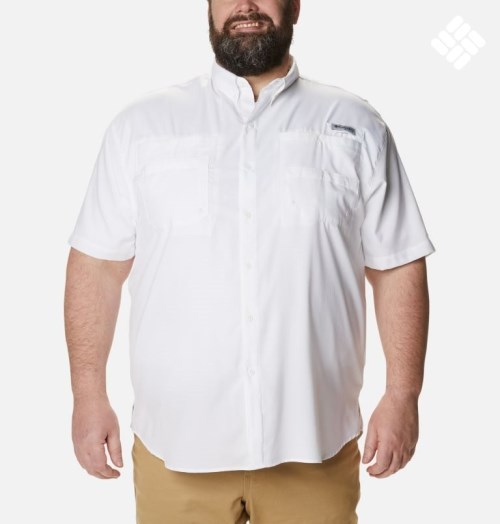 Men's Columbia PFG Tamiami II Short Sleeve Shirts White | Plus Size CA-SA861